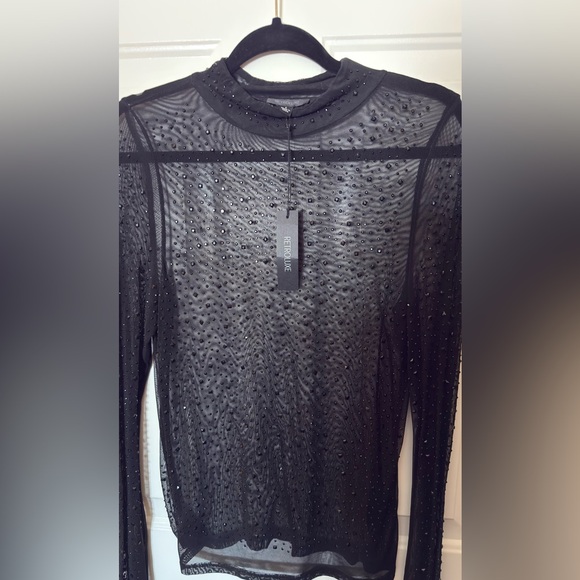 Black Sheer Rhinestone Top - Picture 6 of 6